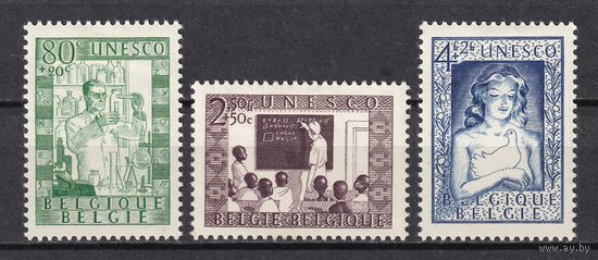 78.Bg. Бельгия. ЮНЕСКО. 1951 г. Полная серия. Mi.##884-886 (*).