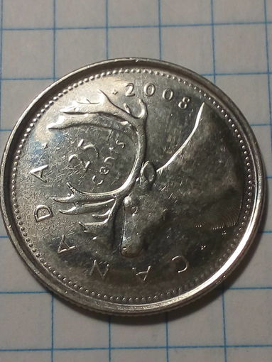 25 центов  Канада 2008  год.