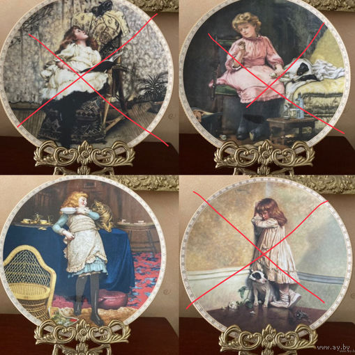 Тарелки коллекционные Дети Девочка с котом Англия винтаж