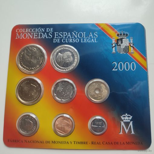 Набор из 8 монет Испании 2000 года .