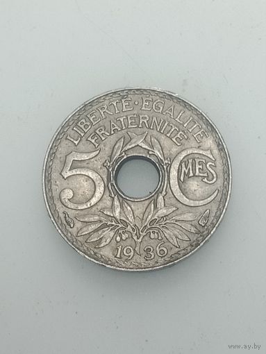 Франция 5 сантимов 1936 года .