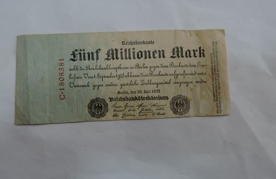 5 миллионов марок 1923 г. Германия