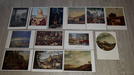 Животные и звери в живописи открытки СССР - рыбы овцы и ягнята и др