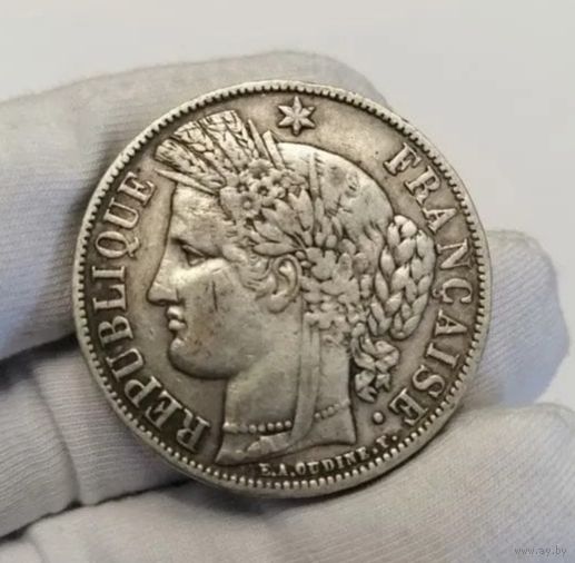 С рубля без мц! 5 франков 1851 Франция - нечастая! Рельефная!