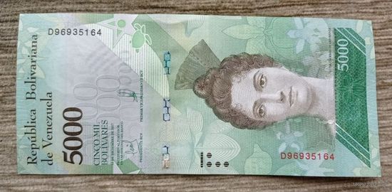 Werty71 Венесуэла 5000 боливаров 2017 UNC банкнота