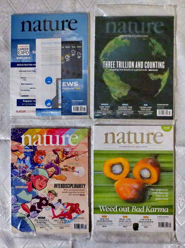 Nature (Природа), журналы, 4 шт. ПОЛНЫЙ ВЫПУСК ЕЖЕНЕДЕЛЬНИКА ЗА СЕНТЯБРЬ 2015 ГОДА. Английский язык. Журналы в оригинальной упаковке. В 3-х ЖУРНАЛАХ ИЗ 4-х УПАКОВКА НЕ ВСКРЫВАЛАСЬ. См.описания лота.