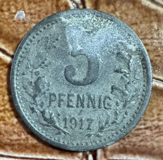 Монета 5 пфеннигов 1917 год. Бонна и Зигкрейса Веймарская республика. С рубля без МЦ.