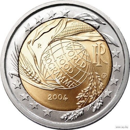 2 евро 2004 Италия Всемирная продовольственная программа UNC из ролла