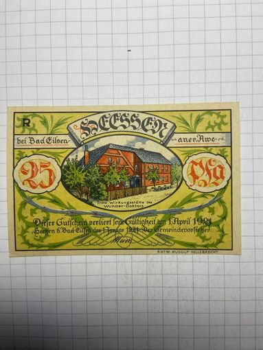 Нотгельд 25 пфеннигов Германия Хессен -3012