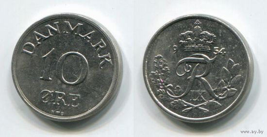 Дания. 10 эре (1954, XF)