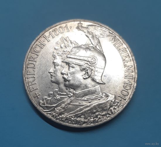 Германия. 5 марок. 1901 год. 200 лет Пруссии. Отличная! Серебро. Распродажа коллекции!