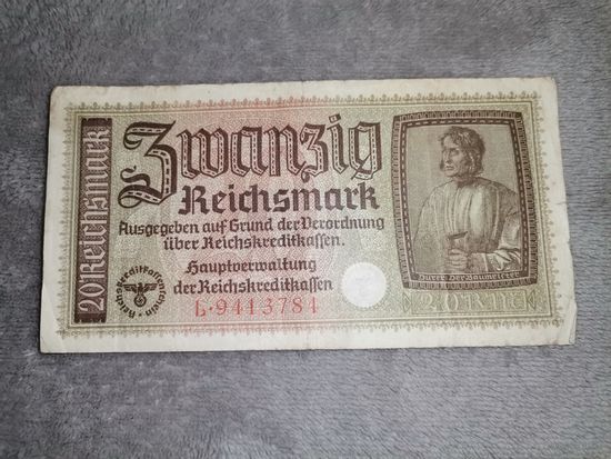 20 Рейхсмарок 1940-1945. Немецкие оккупационные территории