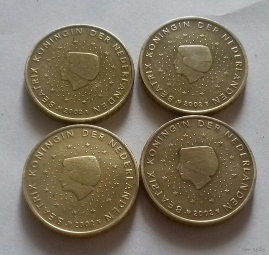 2 евро, Нидерланды 2002 г., (4 монеты по 50 ец.)