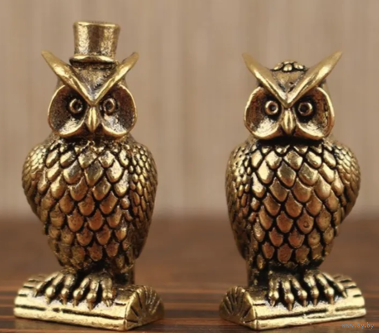 Статуэтки миниатюры Две Совы Бронза