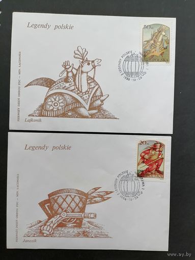 Польша 1986 Шесть КПД с полной серией марок "Легенды Польши" (спецгашение) Mi.3052-3057 каталог 4.00 евро