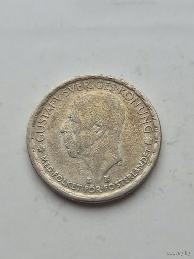 1 крона 1946 года Швеция. Серебро 400. Монета не чищена. 45415