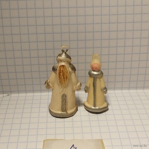Елочные игрушки Малютка 4 Дед Мороз и Снегурочка СССР, цена за две игрушки