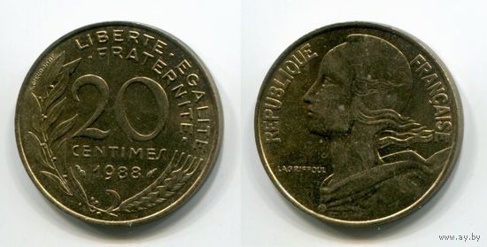 Франция. 20 сантимов (1988, aUNC)
