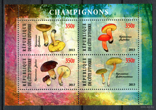Кот д' Ивуар - 2013г. - Грибы - MNH с отпечатками на клее - 1 лист