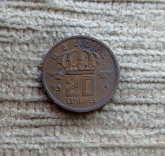 Werty71 Бельгия 20 сантимов 1954 Шахтёр Лампа