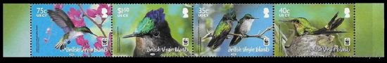 2014 Британские Виргинские острова 1242-1245strip WWF, Птицы