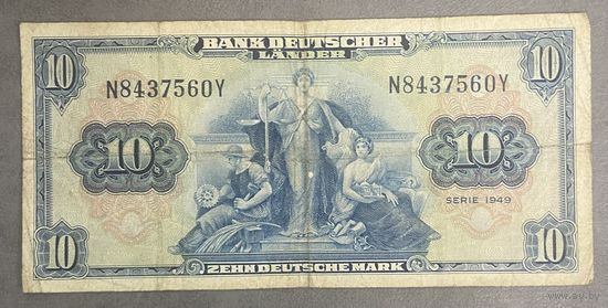 Банкнота 10 марок 1949 год. ФРГ.