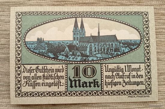 Werty71 Германия 10 марок 1918 aUNC банкнота Хальберштадт aUNC