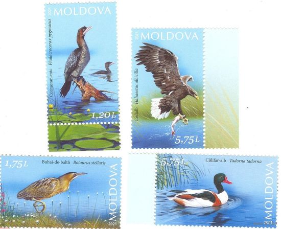 2021 Молдова Молдавия Фауна Биосферный заповедник Нижний Прут Птицы 4 м., MNH