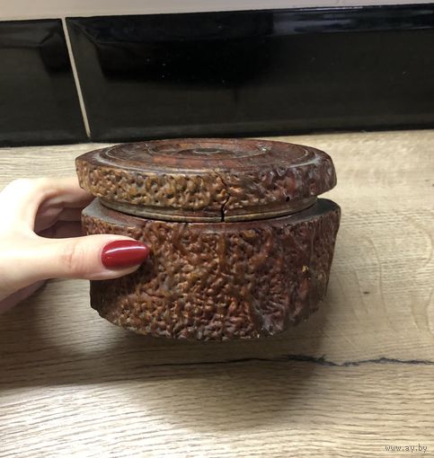 СТАРИННАЯ Шкатулка из цельного куска дерева карельская береза РУССКИЙ СТИЛЬ