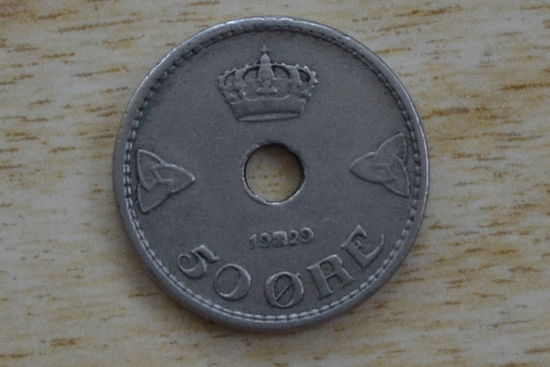 Норвегия 50 эре 1929    Нечастая