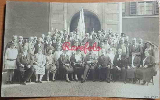 1910-е Открыточный формат мероприянтие военные пикельхельм знамя Германия