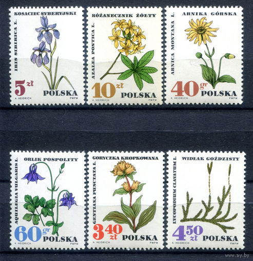 Польша - 1967г. - Лекарственные растения - полная серия, MNH, одна марка со смятостью [Mi 1770-1775] - 6 марок