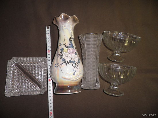 Хрусталь из СССР.Вазы,пепельница,креманки.С рубля.