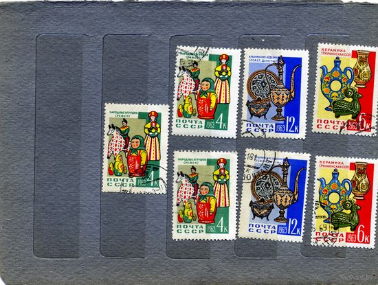 СССР, 1963, ДЕКАРАТИВНО-ПРИКЛАДНОЕ ИСКУССТВО, сборка, 7м,  по 30 коп шт   гашеная