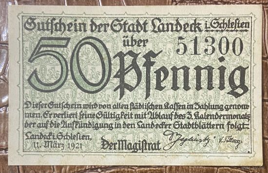 Нодгельд 50 пфеннигов 1921 год. Ландек. Веймарская республика
