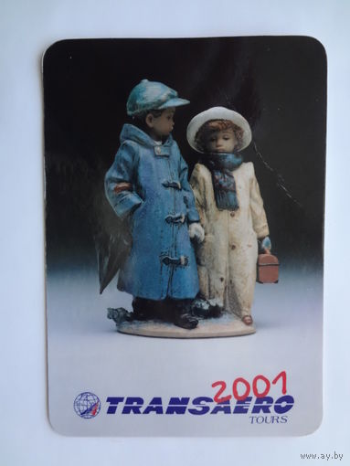 Календарик 2001 г. Transaero.