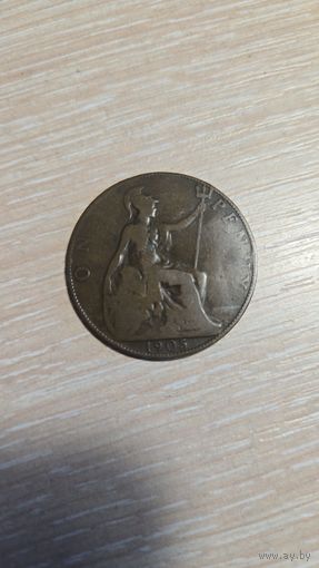 1 пенни 1905 Великобритания