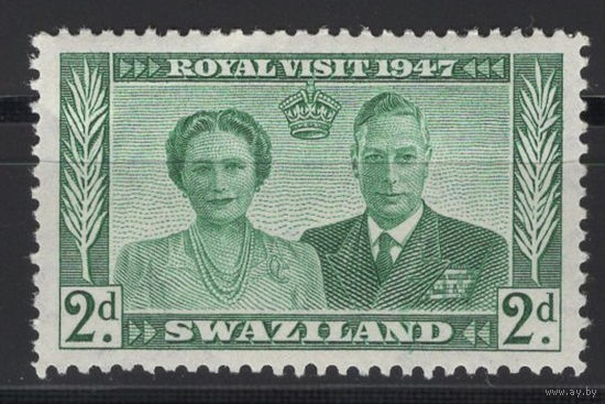 Свазиленд 1947 * Королевский визит, марка из серии (Mi 45), наклейка, Британские колонии