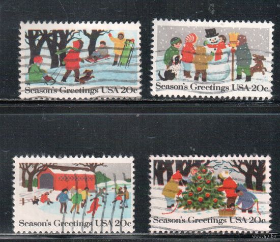 США-1982, (Мих.1607-1610) , гаш. ,Рождество, Новый год  (полная серия)