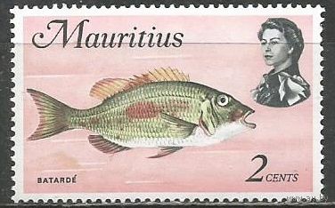 Маврикий. Королева Елизавета II. Летрин краснопёрый. 1959г. Mi#331.