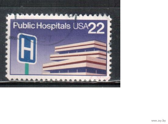 США-1986, (Мих.1797),  гаш. , Медицина, Больница(одиночка),