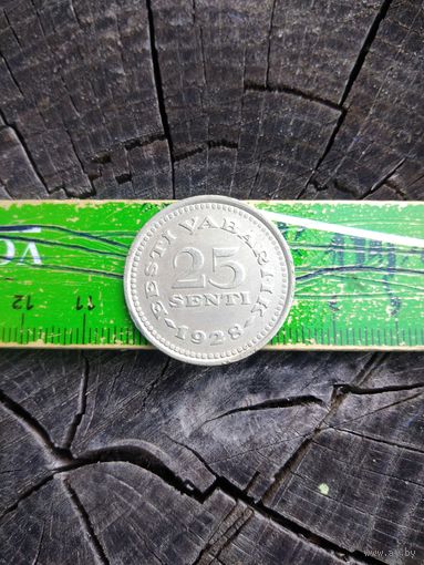 25 SENTI 1928. Эстония. 1ая Республика Редкая. Состояние