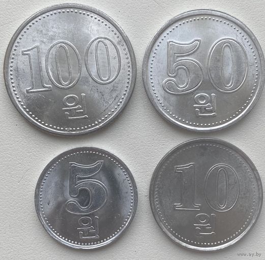 Северная Корея (КНДР) 5, 10, 50, 100 вон 2005 г. набор 4 шт.