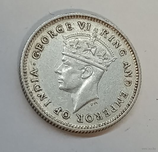 Британская Гайана 4 пенса 1945 год Георг VI  Серебро.Нечастая.