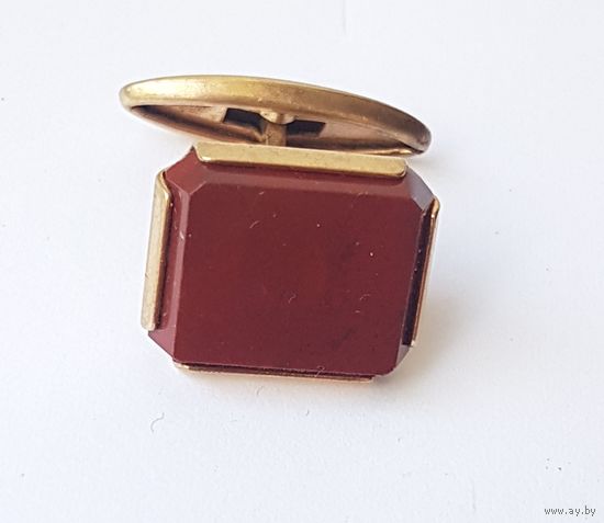 Запонки СССР,  натуральный камень,  клеймо, размер декора 1,7 см на 1,3 см. Одна штука
