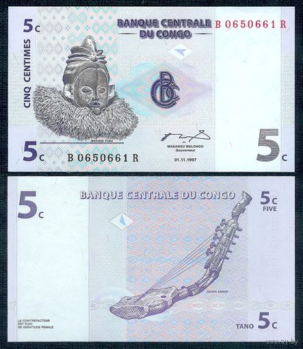 Конго 5 Сантим 1997 год, UNC
