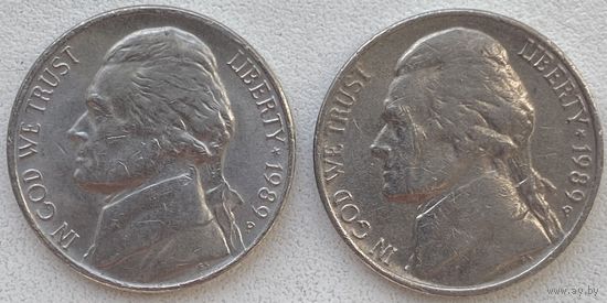 США 5 центов 1989 г. P. Цена за 1 шт.
