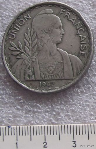 Монета 1 пиастр Индонезия Франция 1947