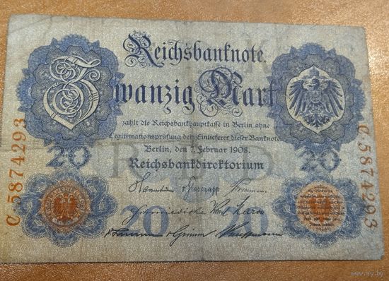 1908 год Германия 20 марок