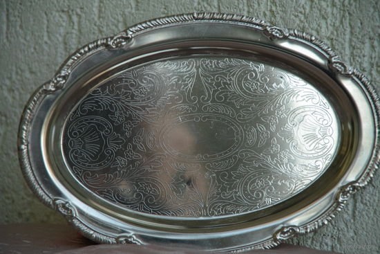 Поднос с серебрением  ( 16 см х 24 см )